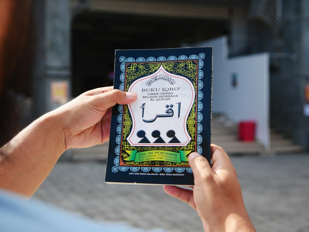 Arabic language learner student studying book