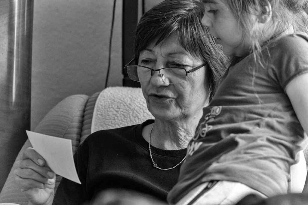 grandma read story to her grandson