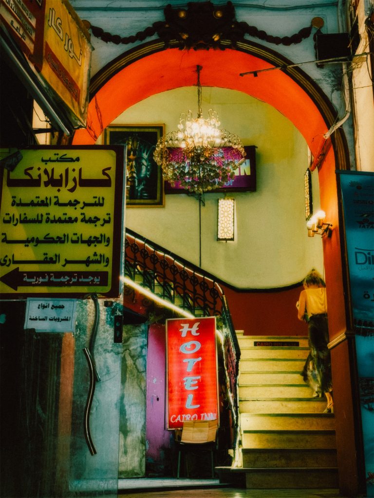 cairo street market signs night