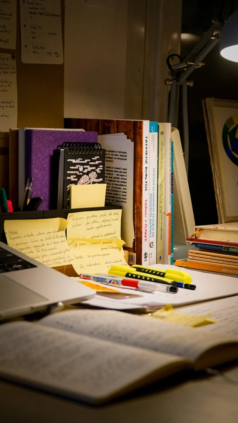 self learning study desk lamp books focused