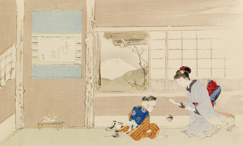 Children Playing; View of Mt. Fuji by Takeuchi Seiho. Courtesy of the Walters Art Museum.