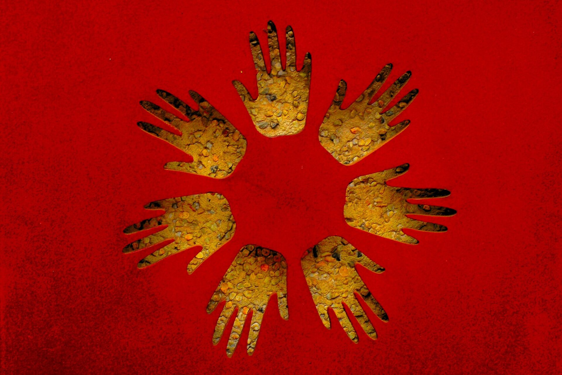 african community people hands together circle