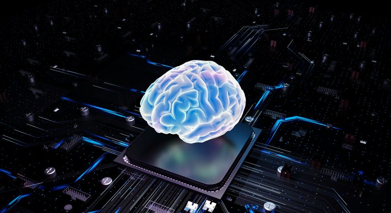 brain neural interface digital blue glow