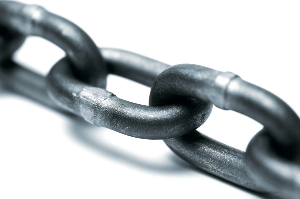 chain links steel connected close-up