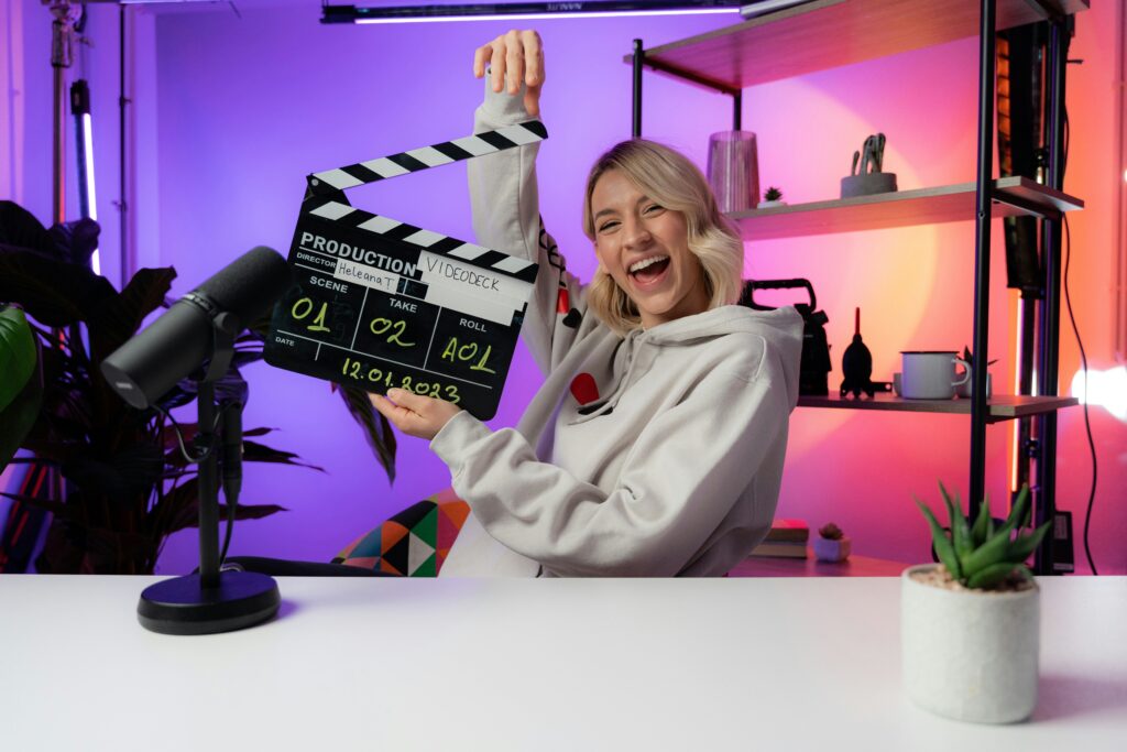 cinematic youtube studio setup neon lighting