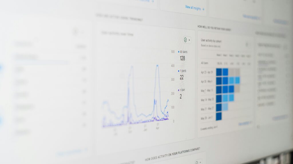 digital analytics data screen blurred background