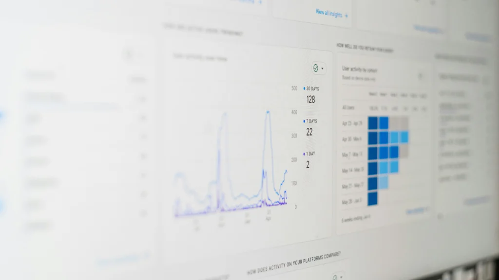 digital analytics data screen blurred background
