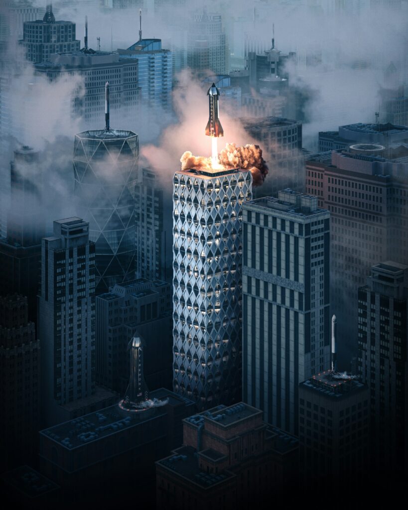 dramatic night sky fire city