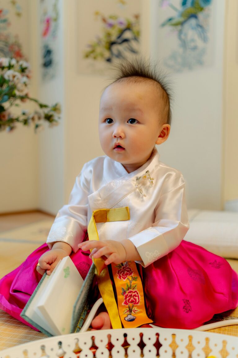 korean baby celebration traditional dress colorful