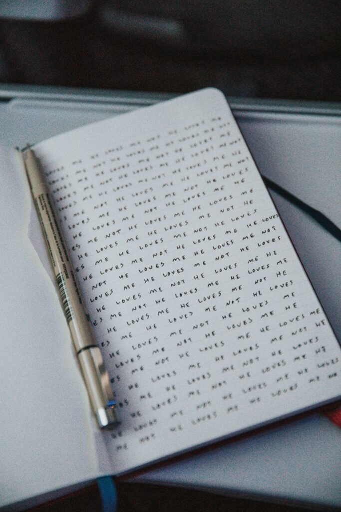 open diary pen handwriting close up