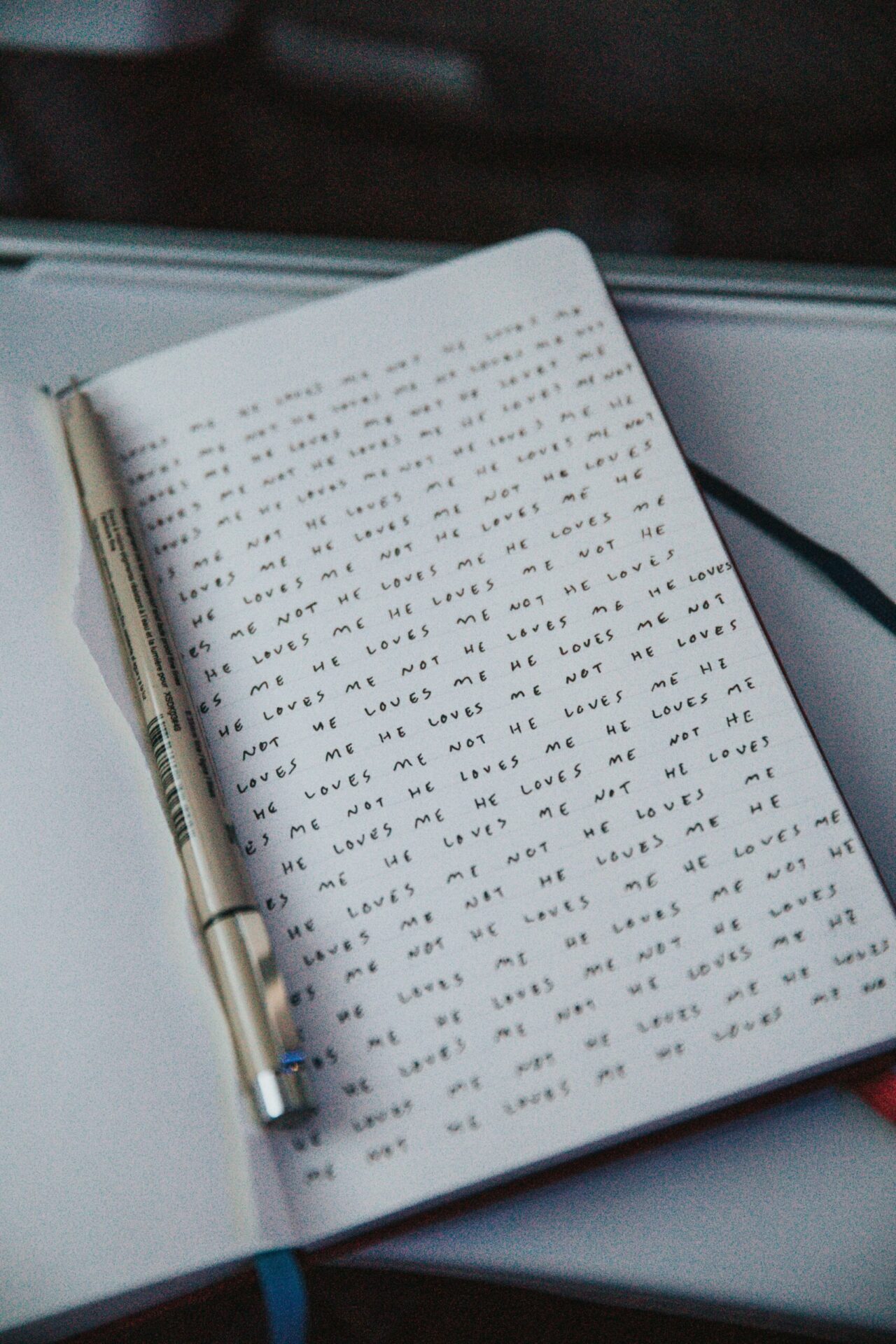 open diary pen handwriting close up