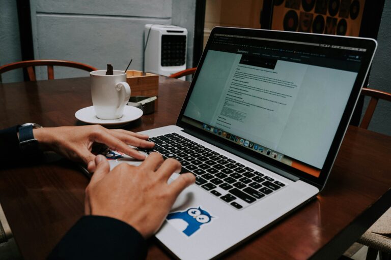 translator working AI interface laptop desk