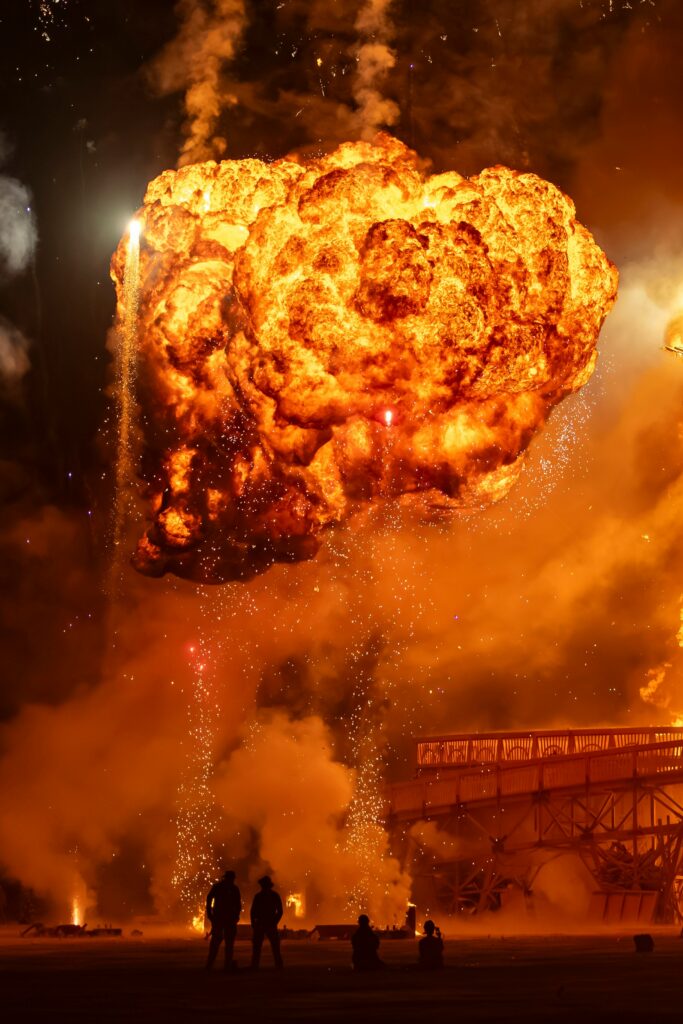 war military explosion fire night city dramatic