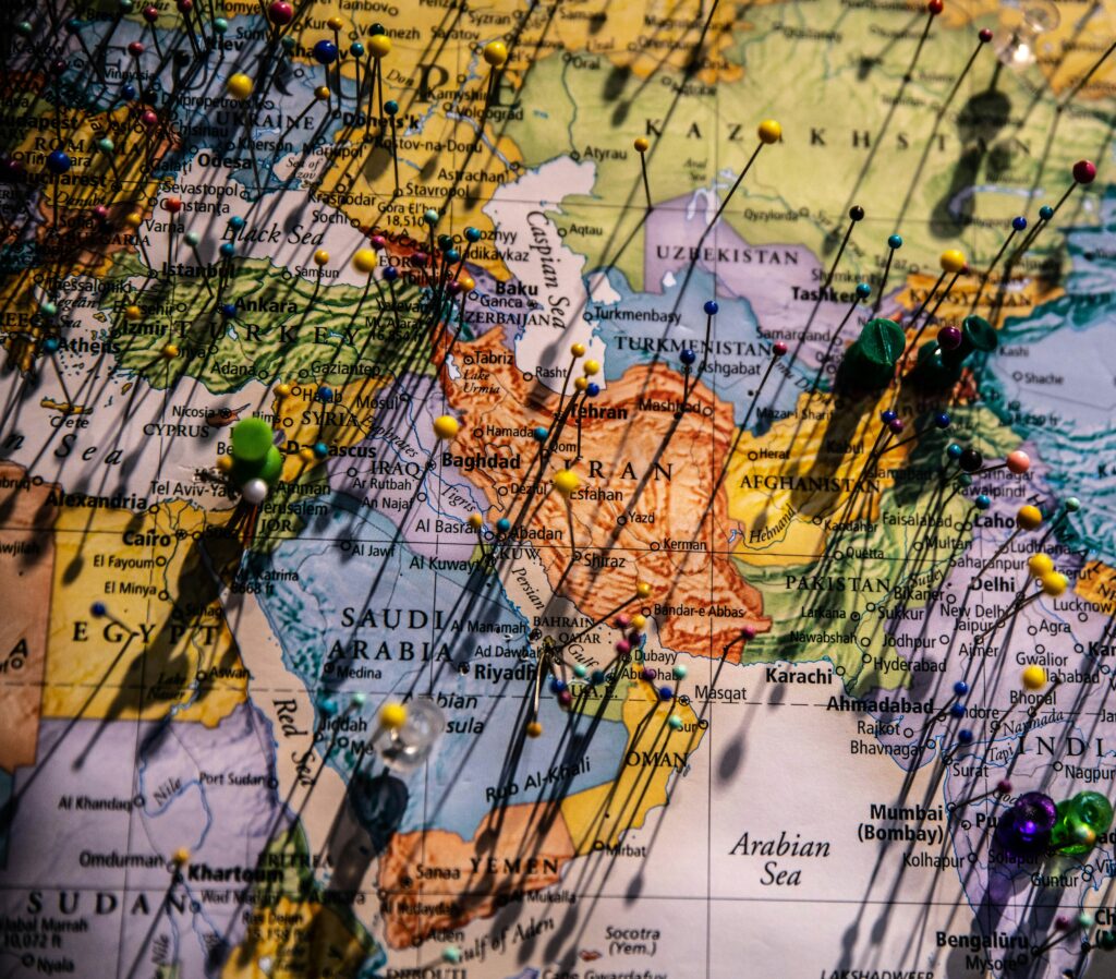 world map geopolitics light network