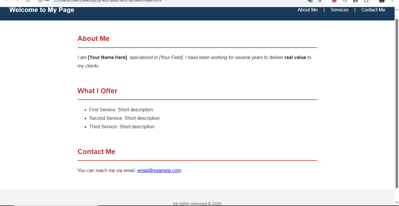 A practical example of writing and visually formatting web page code