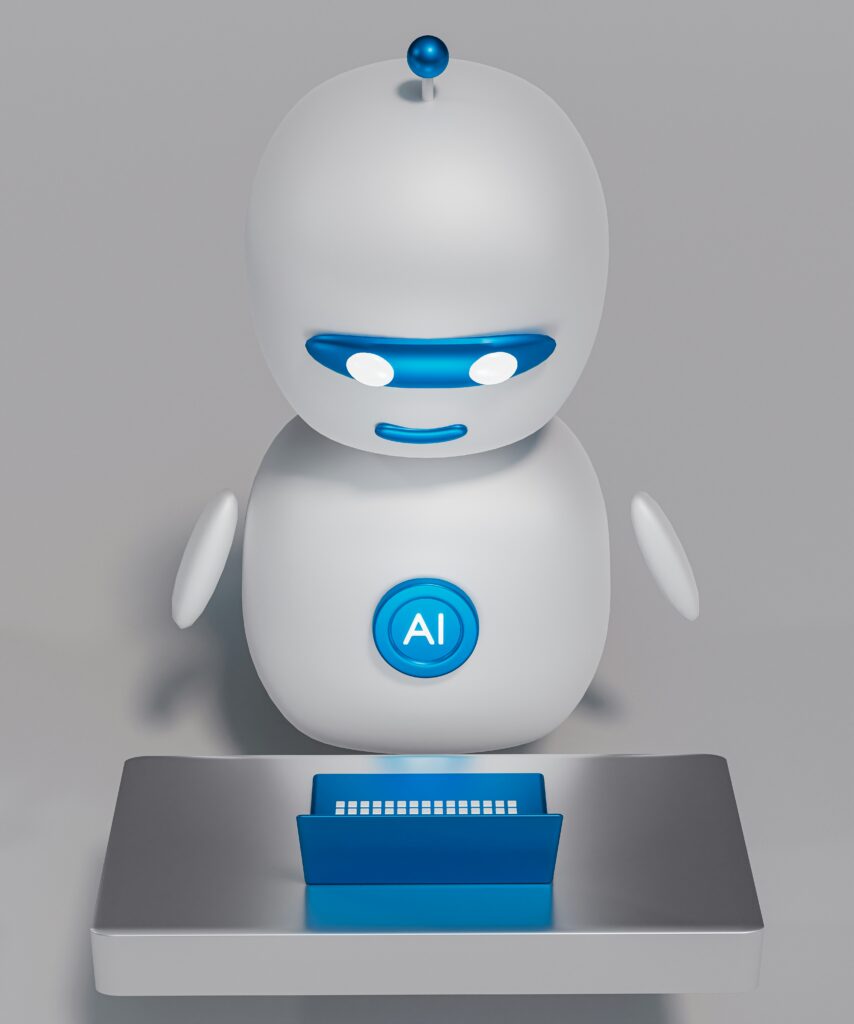 AI agent robot digital interface futuristic