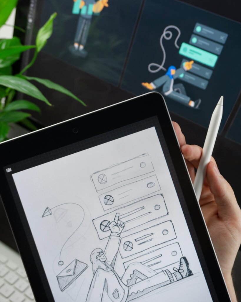 graphic designer working tablet screen interface