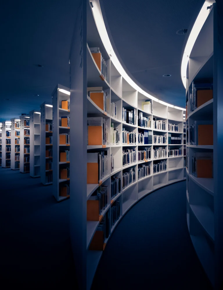 library with digital glow