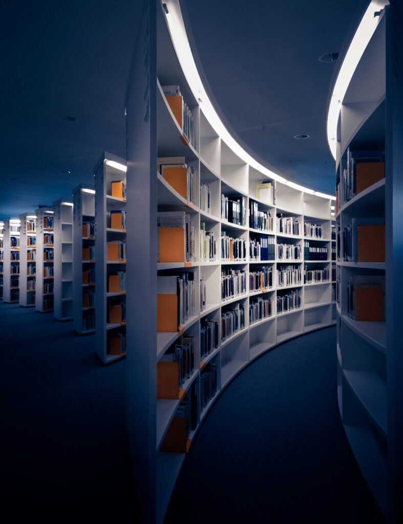 library with digital glow