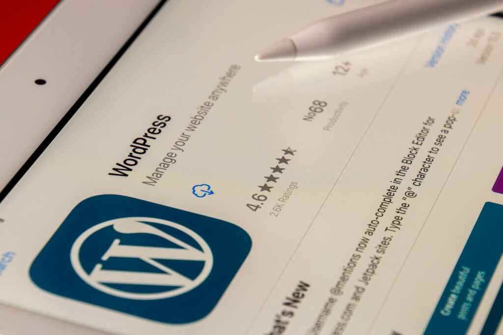 wordpress website setup laptop