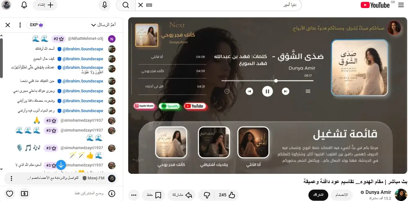 لقطة الشاشة لقناة يوتيوب دنيا أمير